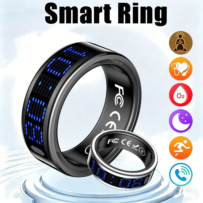 Men'S Fashion Rings - New Smart Ring Blue LED Display