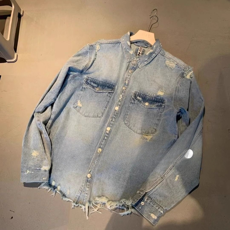 Denim Jacket Vintage - Men's Women's Vintage Raw Edge Denim