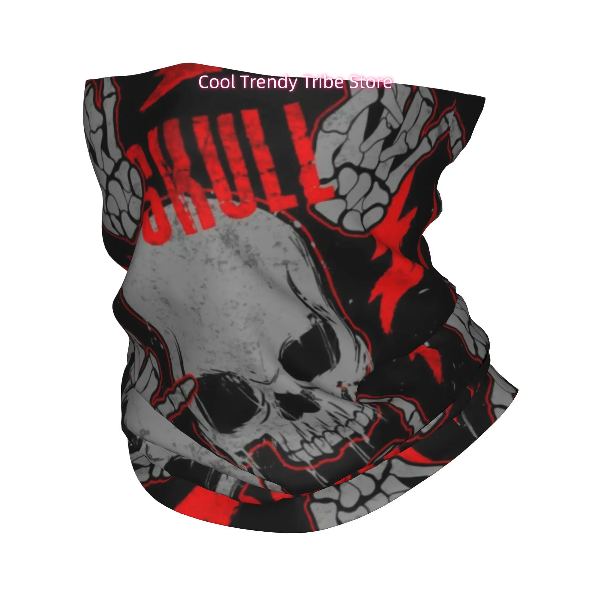 Men'S Fashion Head Scarf - Grunge Punk Art with Skeleton Horn