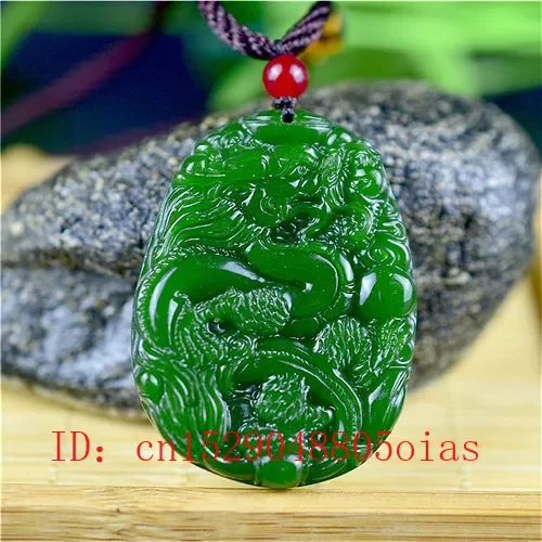 Men'S Fashion Jewelry - Natural Green Chinese Jade Dragon Pendant