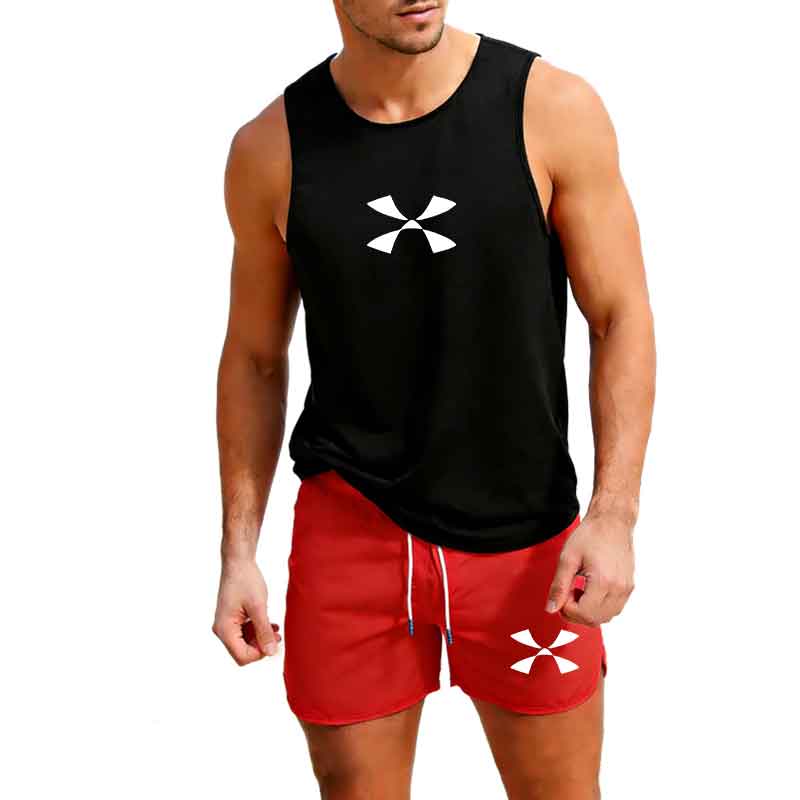 Mens Fashion Suits - Outdoor Jogging Sportswear Men's Vest+Shorts 2-Piece
