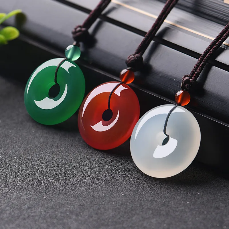 Men'S Fashion Jewelry - Natural Multicolor Jade Doughnut Pendant Agate