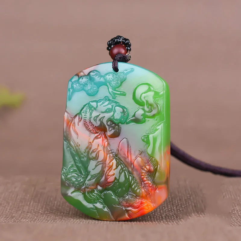Men'S Fashion Jewelry - Chinese Natural Colour Jade Tiger Pendant