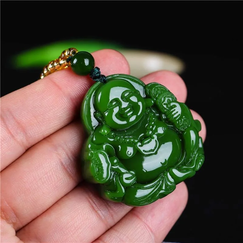 Chinese Green Jade Maitreya Bu - Men'S Fashion Jewelry 评论和价格