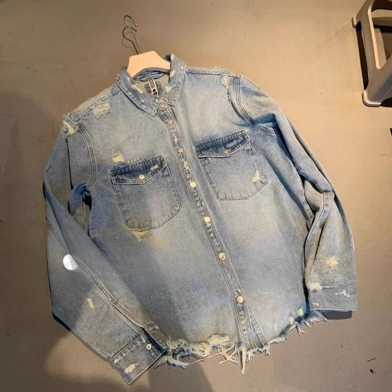 Men's Women's Vintage Raw Edge - Denim Jacket Vintage 评论和价格