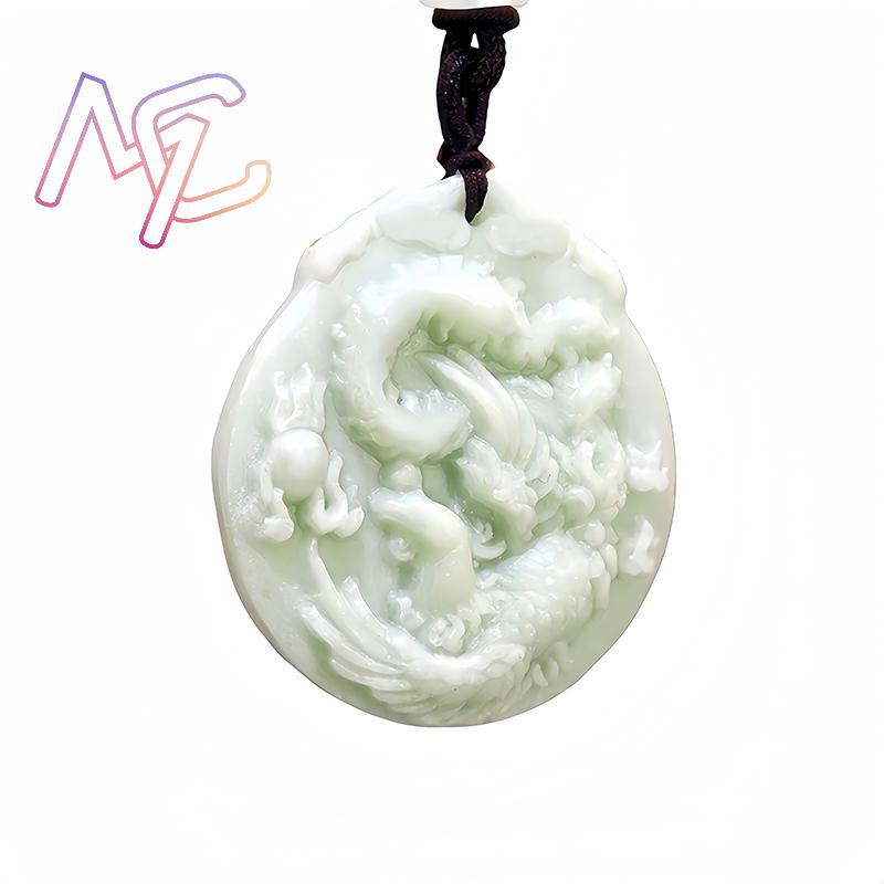Natural Real Jade Phoenix Pend - Men'S Fashion Jewelry 评论和价格