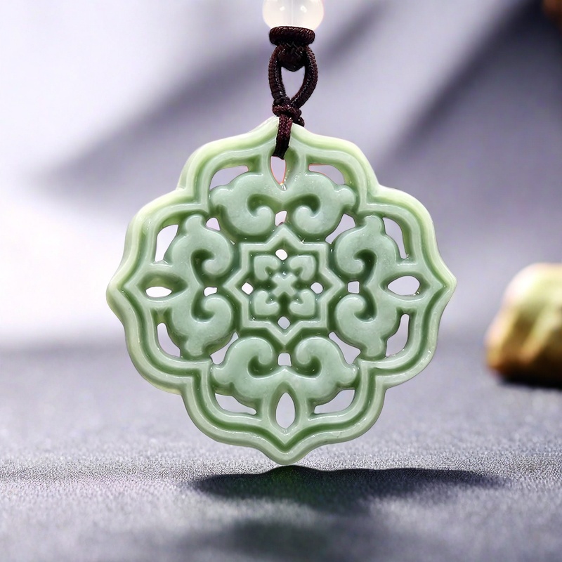 Natural Real Jade Flower Penda - Men'S Fashion Jewelry 评论和价格