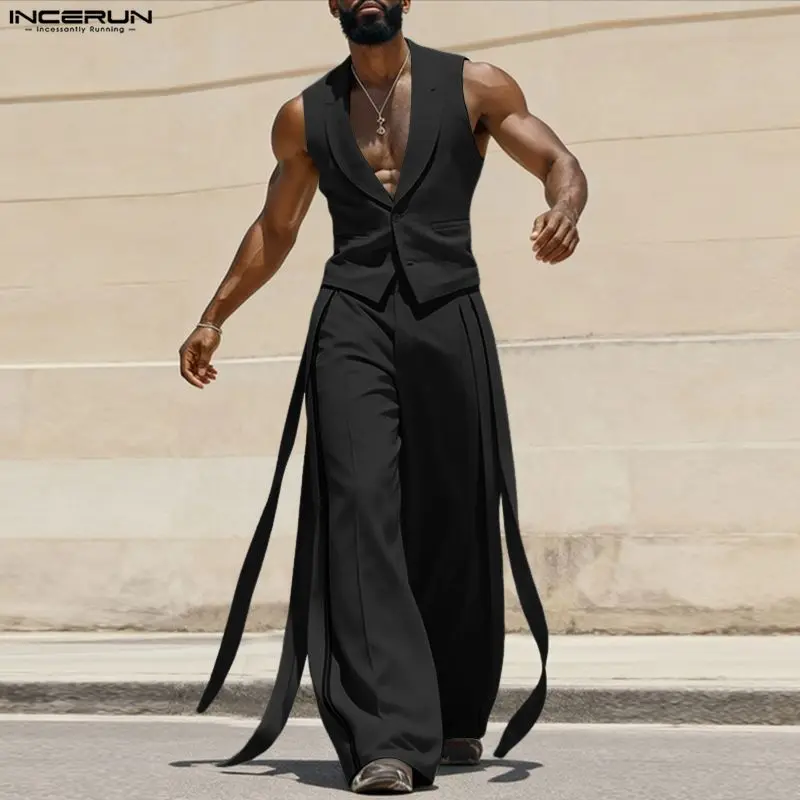 INCERUN Men Sets Solid Color V - Mens Fashion Suits 评论和价格