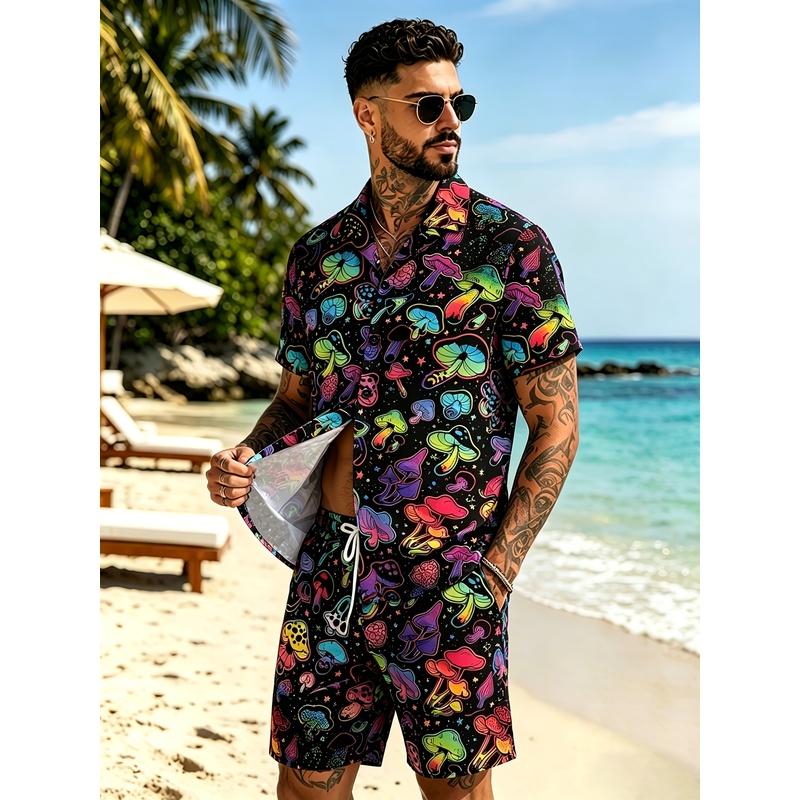 Men's Fashion 3D Mushroom Prin - Mens Fashion Suits 评论和价格