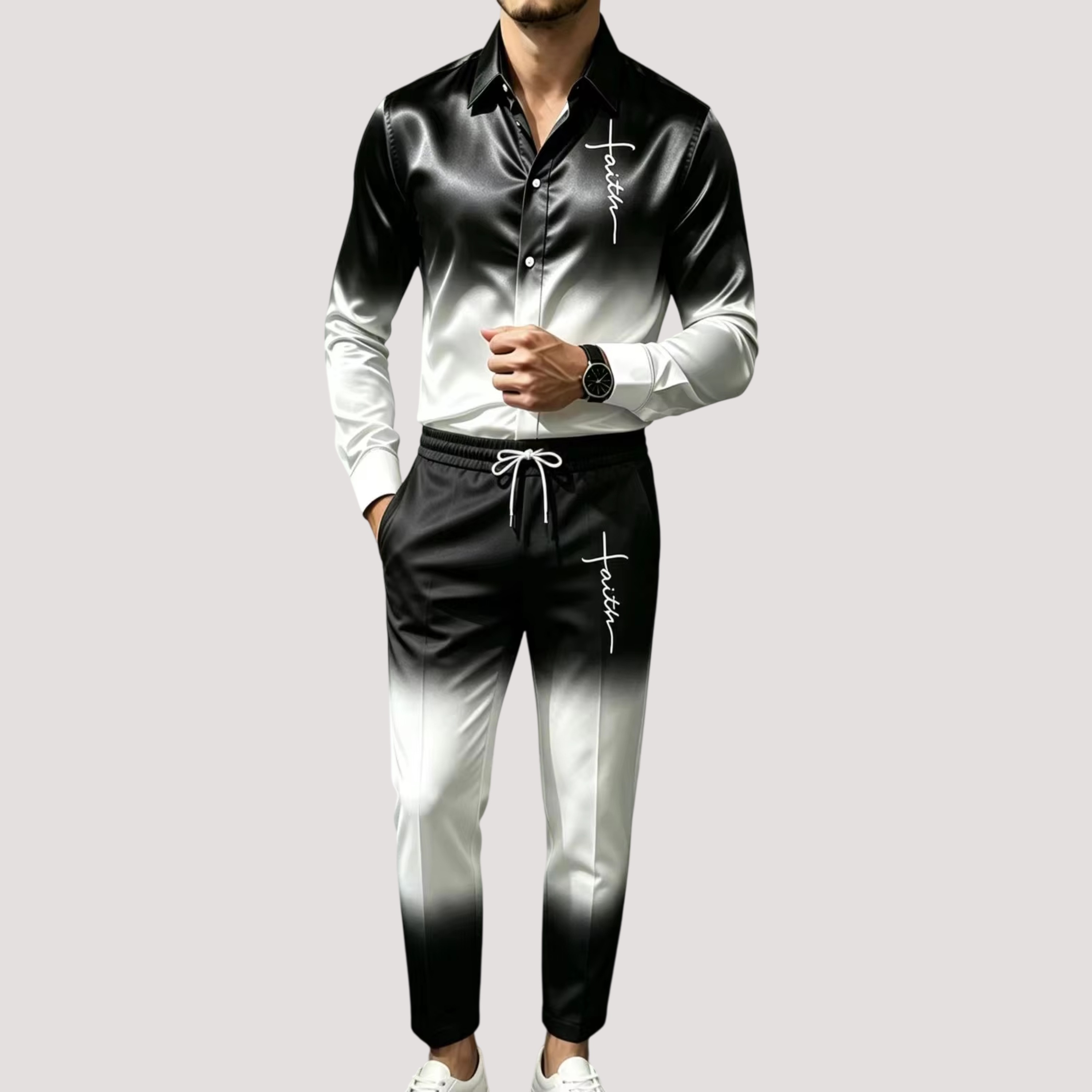 Men's Satin Silk Sports Suit T - Mens Fashion Suits 评论和价格