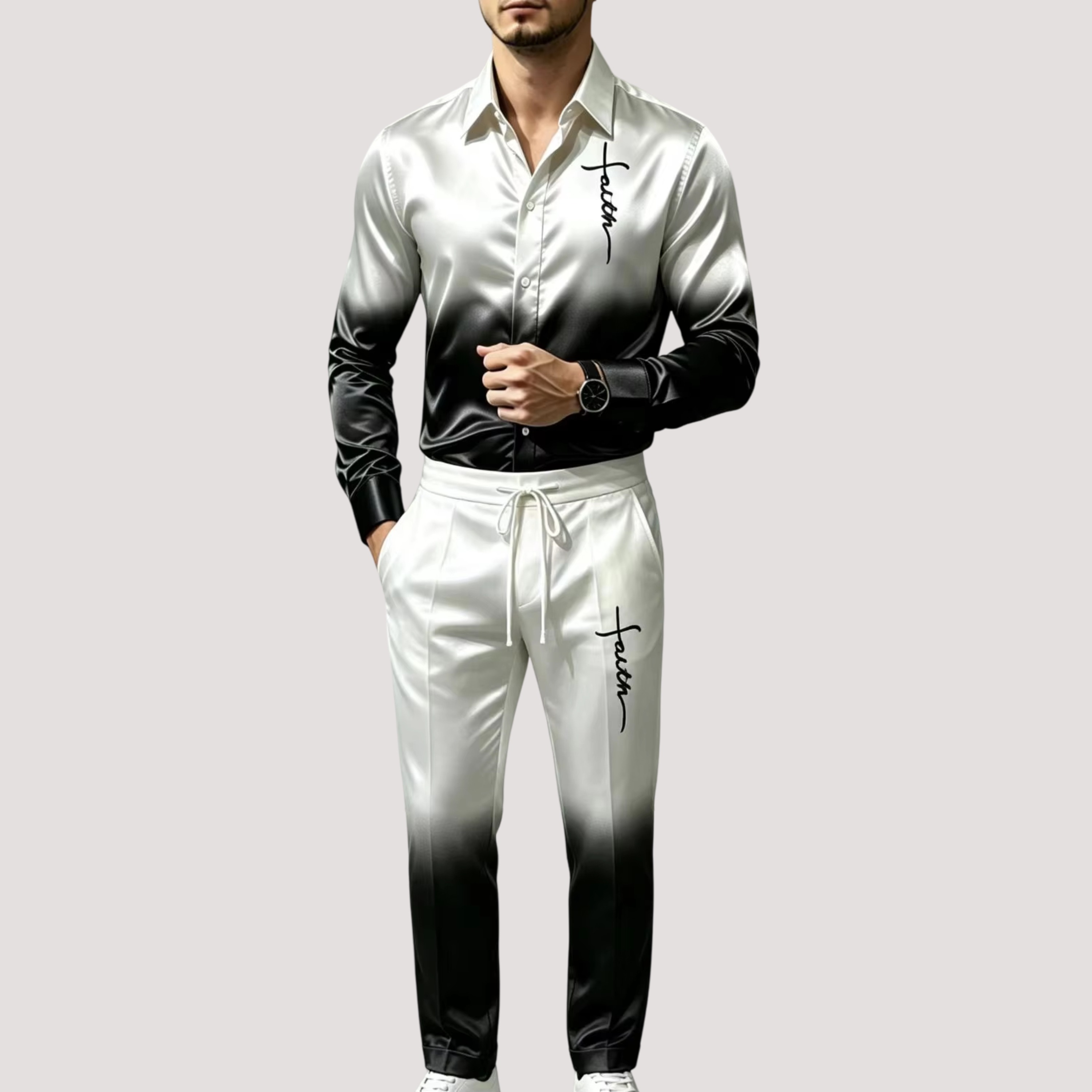 Men's Satin Silk Sports Suit T - Mens Fashion Suits 评论和价格