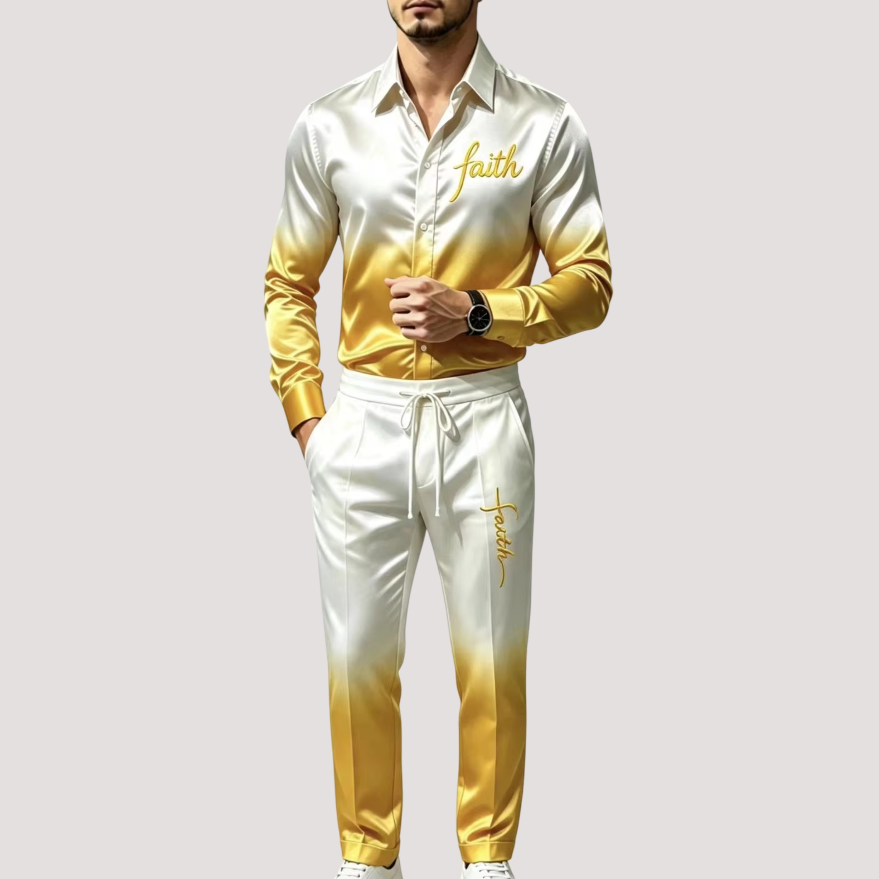 Men's Satin Silk Sports Suit T - Mens Fashion Suits 评论和价格