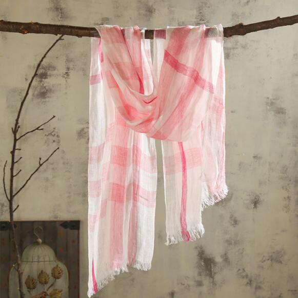 100% Linen Plaid Contrast Tass - Men'S Fashion Head Scarf 评论和价格