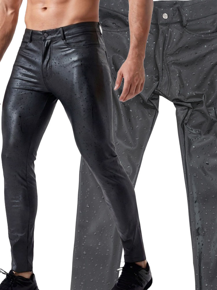 3D Water Drop Print Elastic PU - Jeans Pants Fashion Men 评论和价格