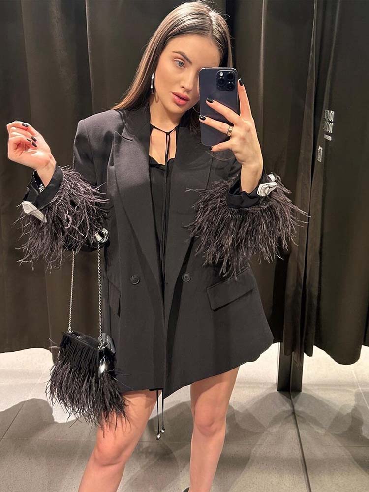 Fashion Chic Black With Feathe - Men'S Fashion All Black Outfit 评论和价格