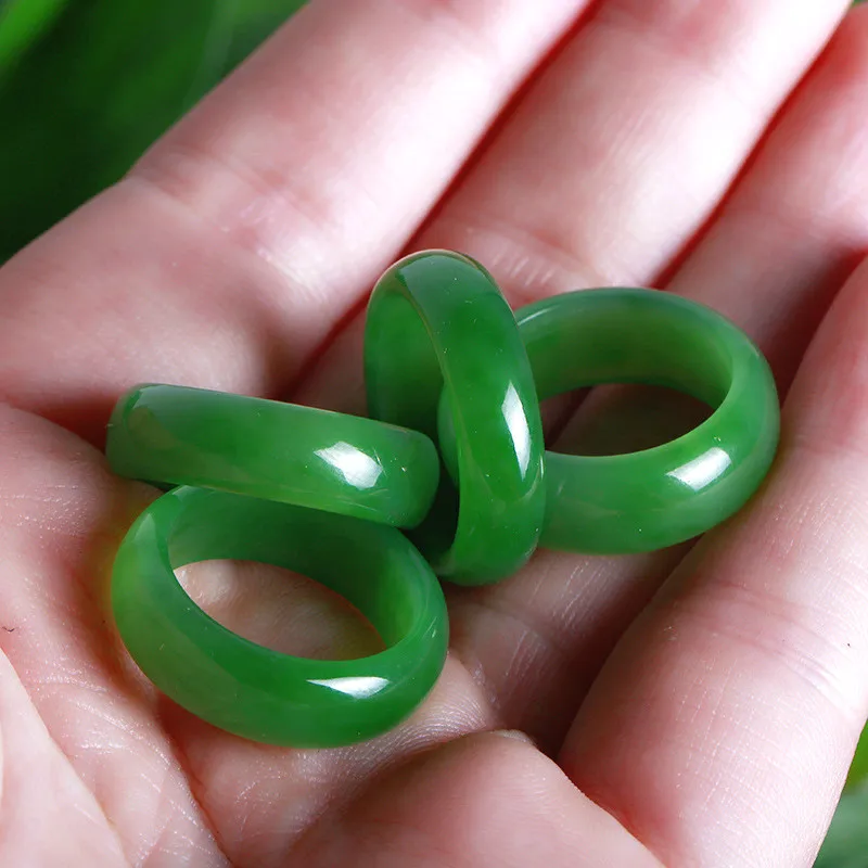 Natural Green Hetian Jade Ring - Men'S Fashion Rings 评论和价格